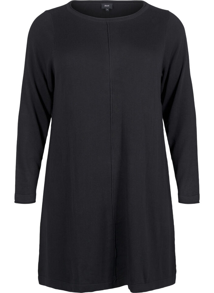 Strickkleid aus Baumwoll-Viskose-Mischung, Schwarz, Packshot image number 0