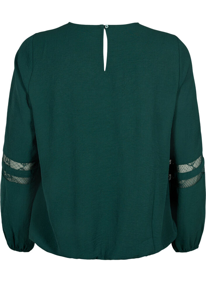  Langarm-Bluse mit Spitze, Scarab, Packshot image number 1