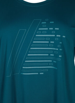 Trainingsshirt mit kurzen Ärmeln und Print, Deep Teal/Pacific, Packshot image number 2