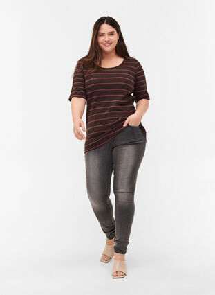 Gestreiftes T-Shirt aus Baumwolle mit Ripp, Mole Stripe, Model image number 2