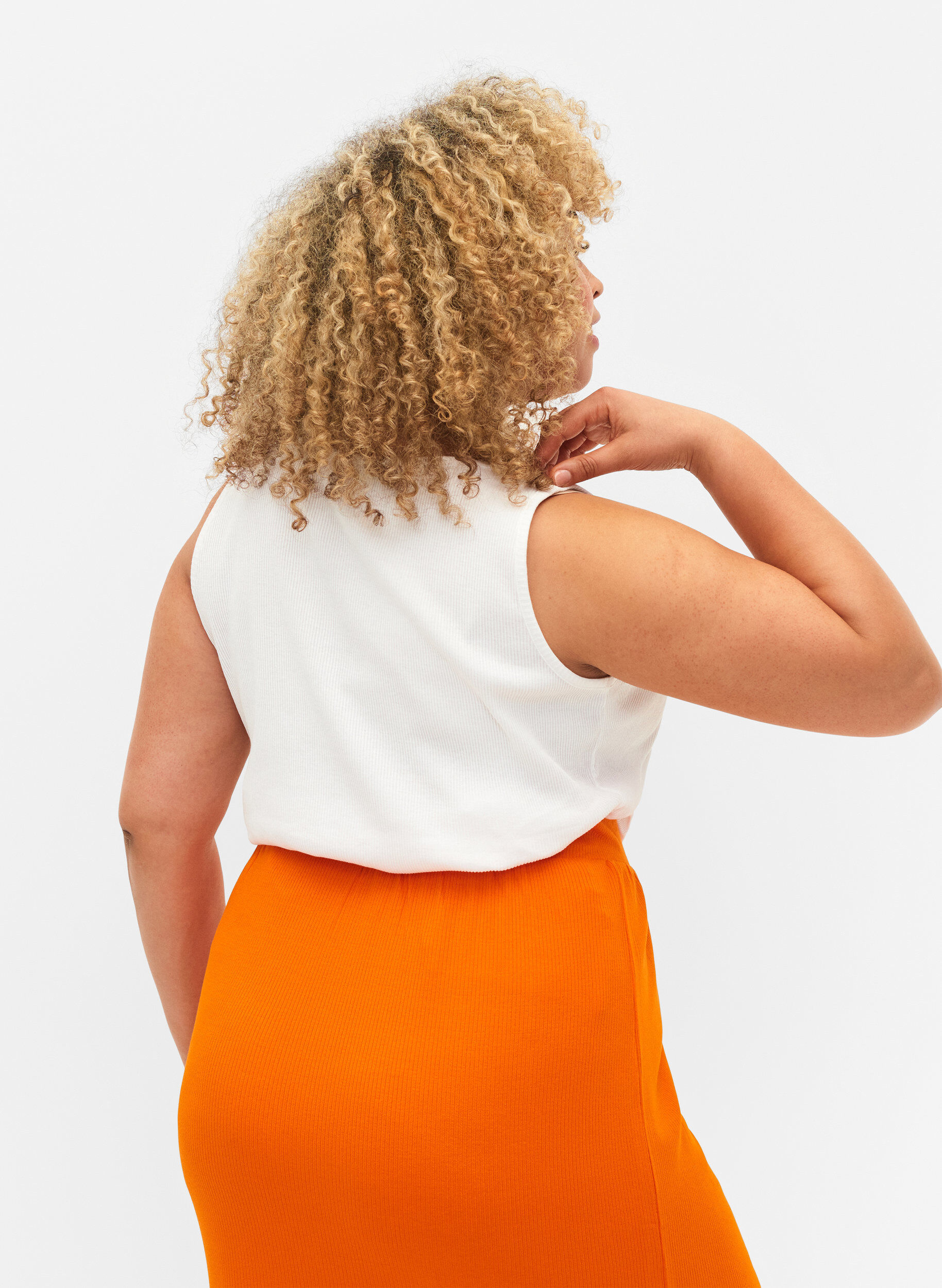 Zizzi 2er-Pack Basic Tanktop in Ripp Optik., Black/Bright White, Model image number 1