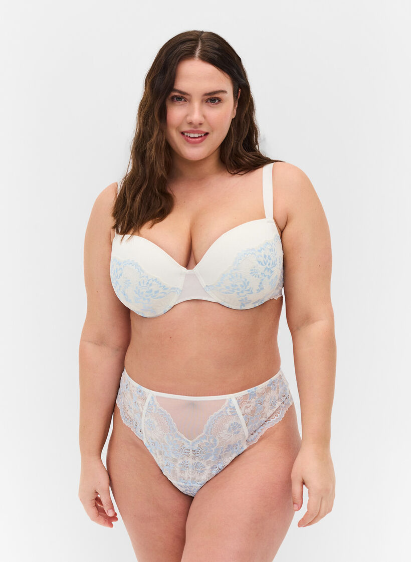 G-String mit Spitze und regulärer Taille, Tofu w. blue, Model image number 0