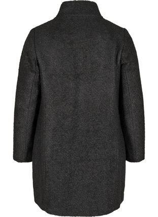 Mantel mit Wolle und Reißverschluss, Black, Packshot image number 1