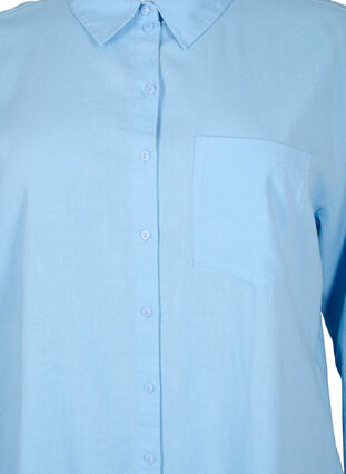 Langes Hemd aus Leinen-Viskose-Mischung, Chambray Blue, Packshot image number 2