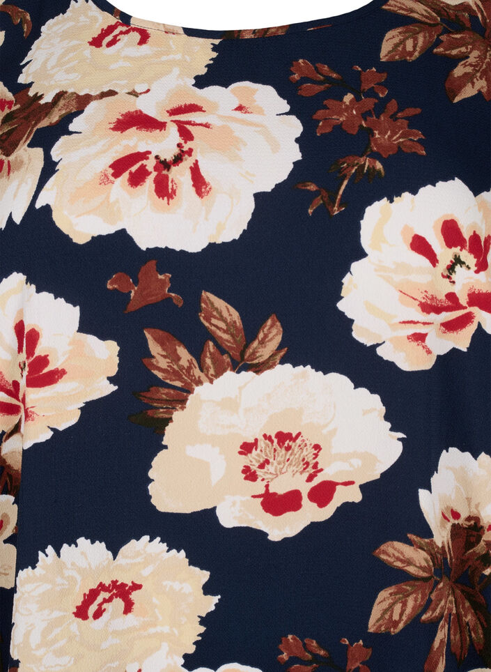 Kleid mit Aufdruck und kurzen Ärmeln, Blau, Packshot image number 2