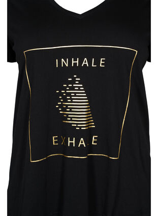 Sport-T-Shirt aus Baumwolle mit Aufdruck, Black w. inhale logo, Packshot image number 2