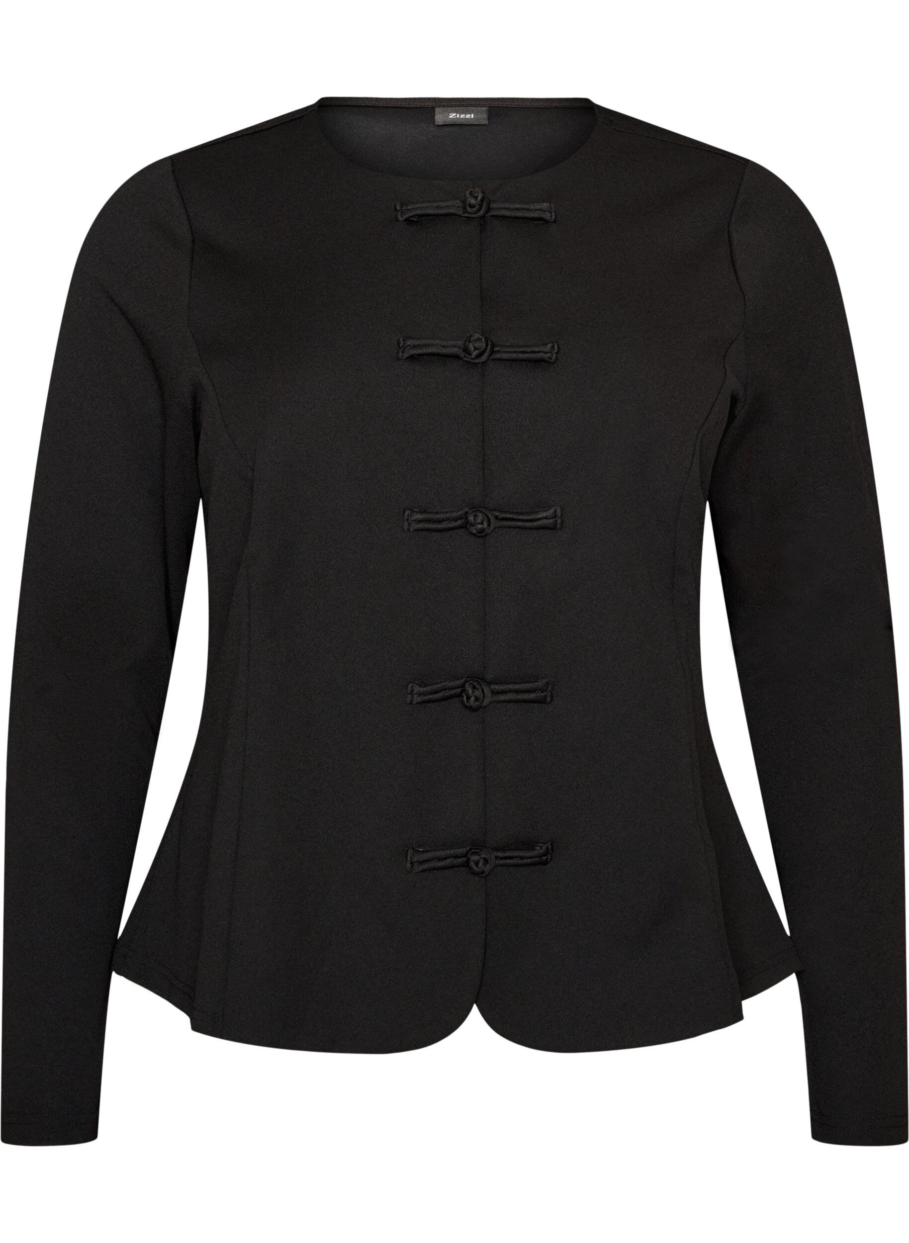 ZizziFigurbetonter Cardigan mit Knotenverschl&uuml;ssen, Schwarz, Packshot image number 0