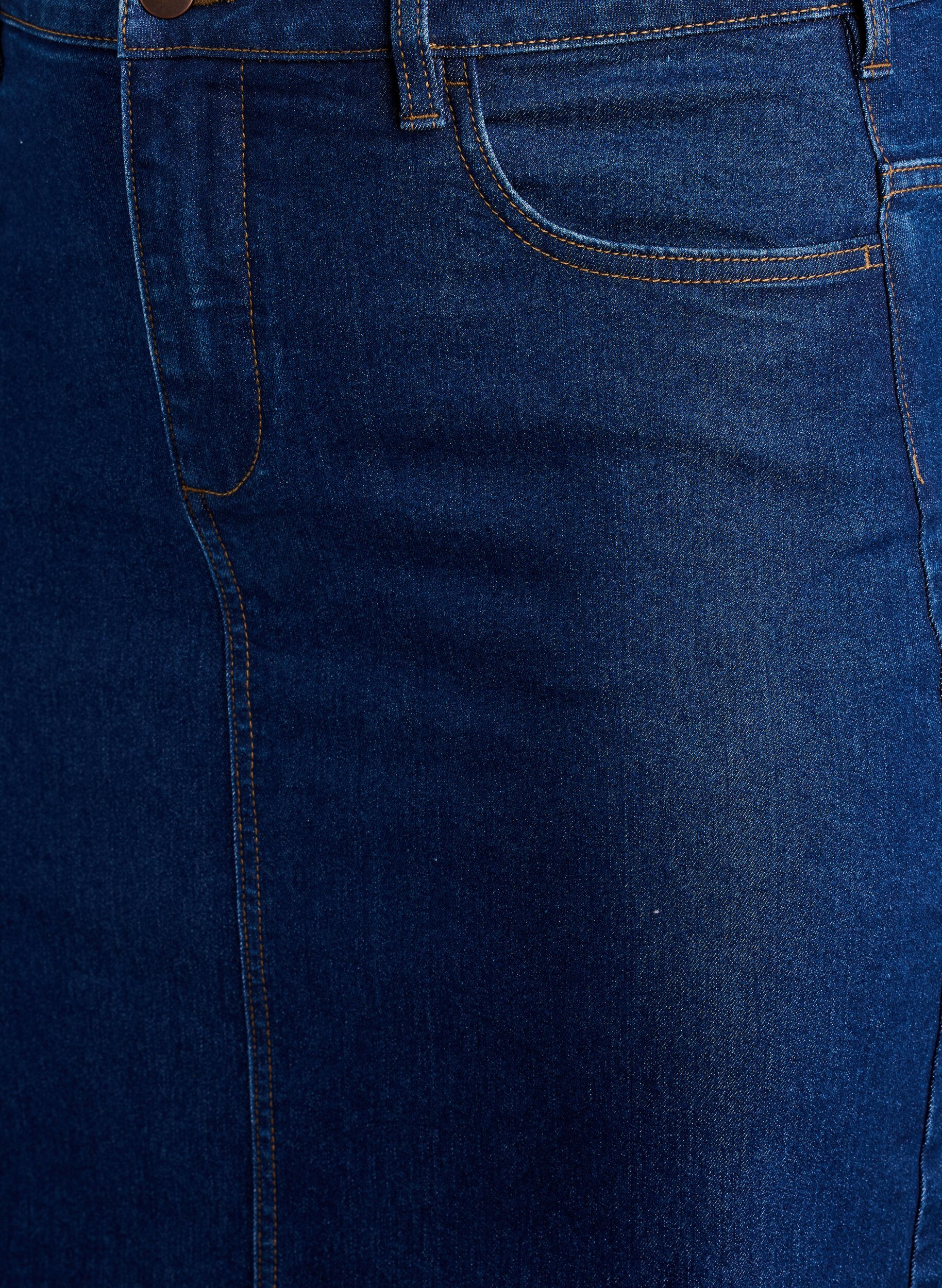 Zizzi FLASH - Midi-Jeansrock mit vorderem Schlitz, Blau, Packshot image number 2
