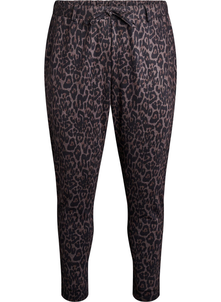 Gekürzte Hose mit Leopardenmuster, Braun, Packshot image number 0