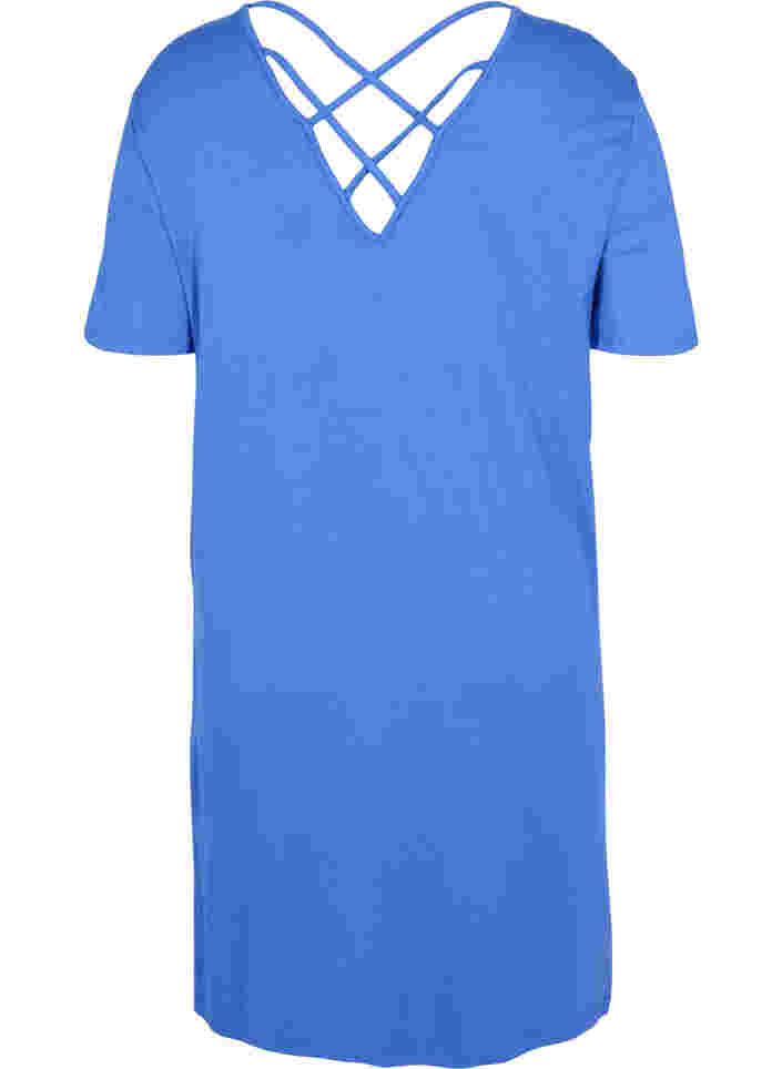Kurzarm Kleid aus Viskose mit Rückendetail , Dazzling Blue, Packshot image number 1