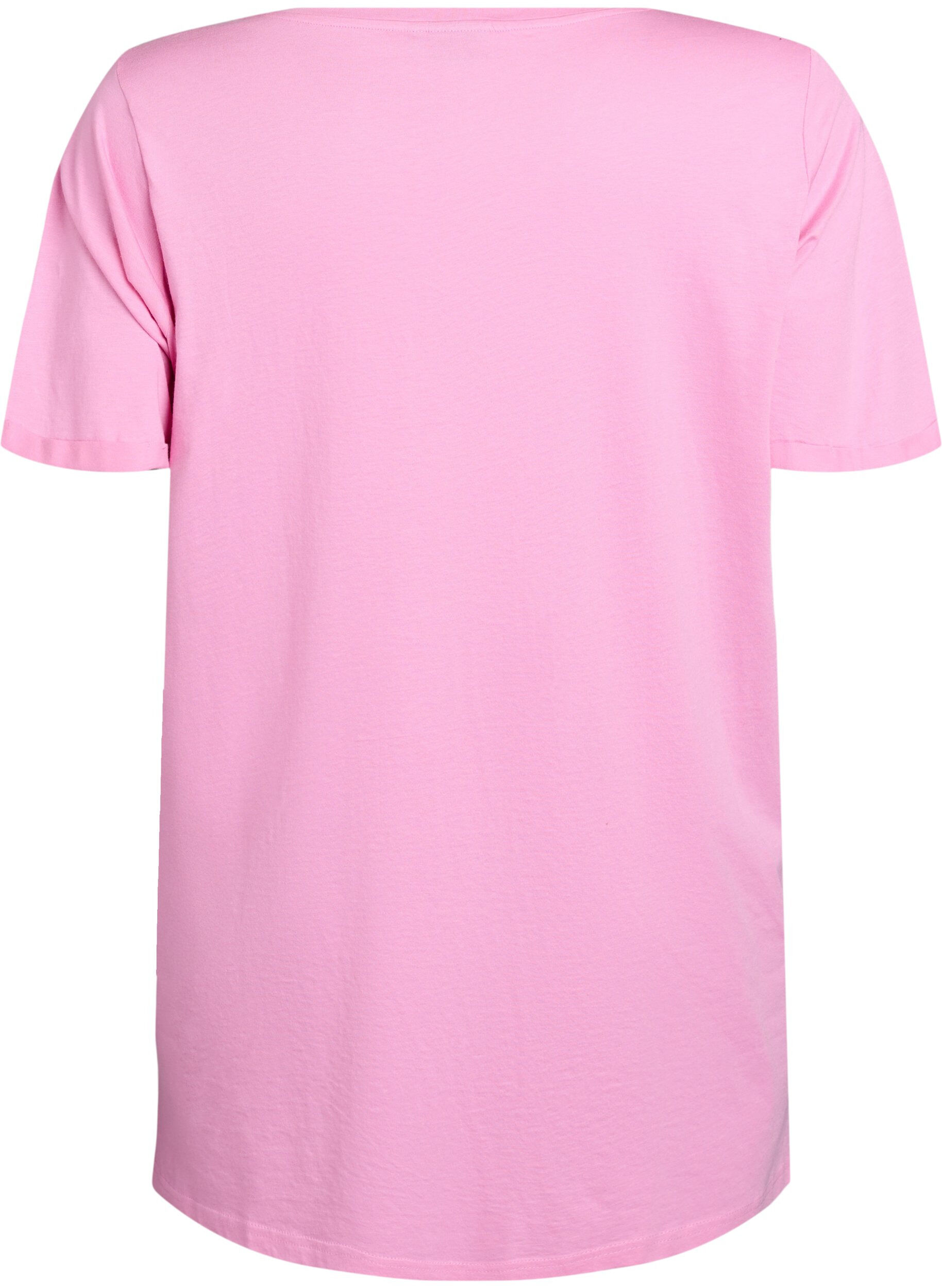Zizzi Einfarbiges Oversize T-Shirt mit V-Ausschnitt, Pink, Packshot image number 1