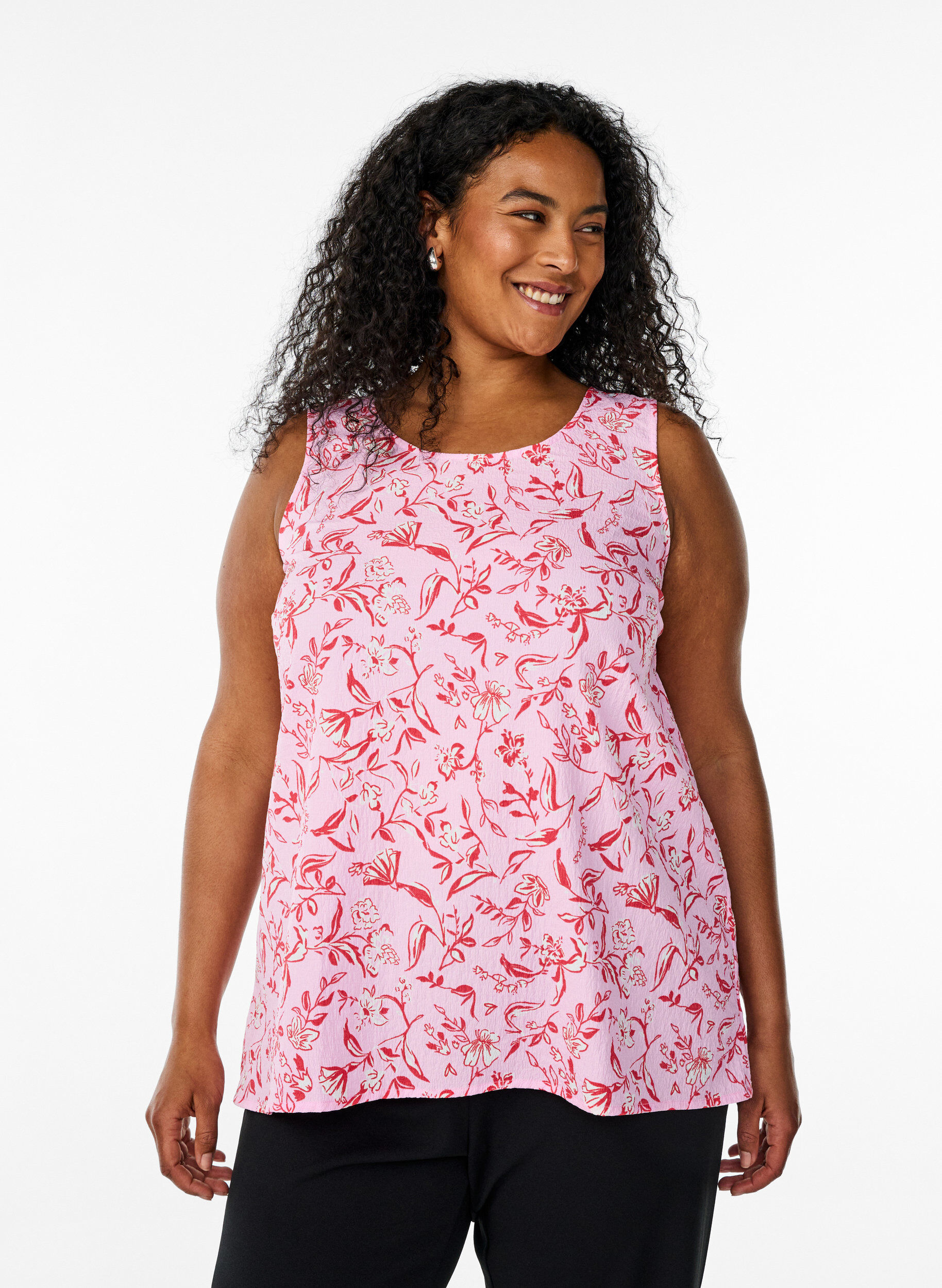 Zizzi FLASH &ndash; &Auml;rmelloses Top mit Struktur, Rot, Model image number 0