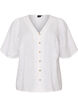 Kurz&auml;rmelige Bluse aus Baumwolle mit V-Ausschnitt, Wei&szlig;, Packshot image number 0