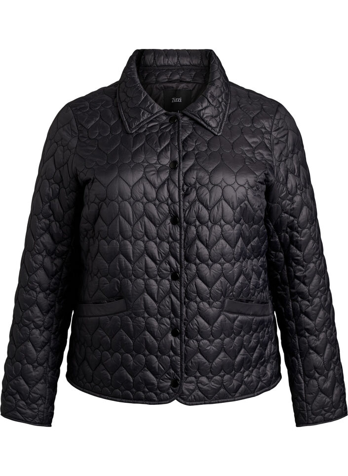 Leicht wattierte Jacke mit dekorativer Steppung, Schwarz, Packshot image number 0