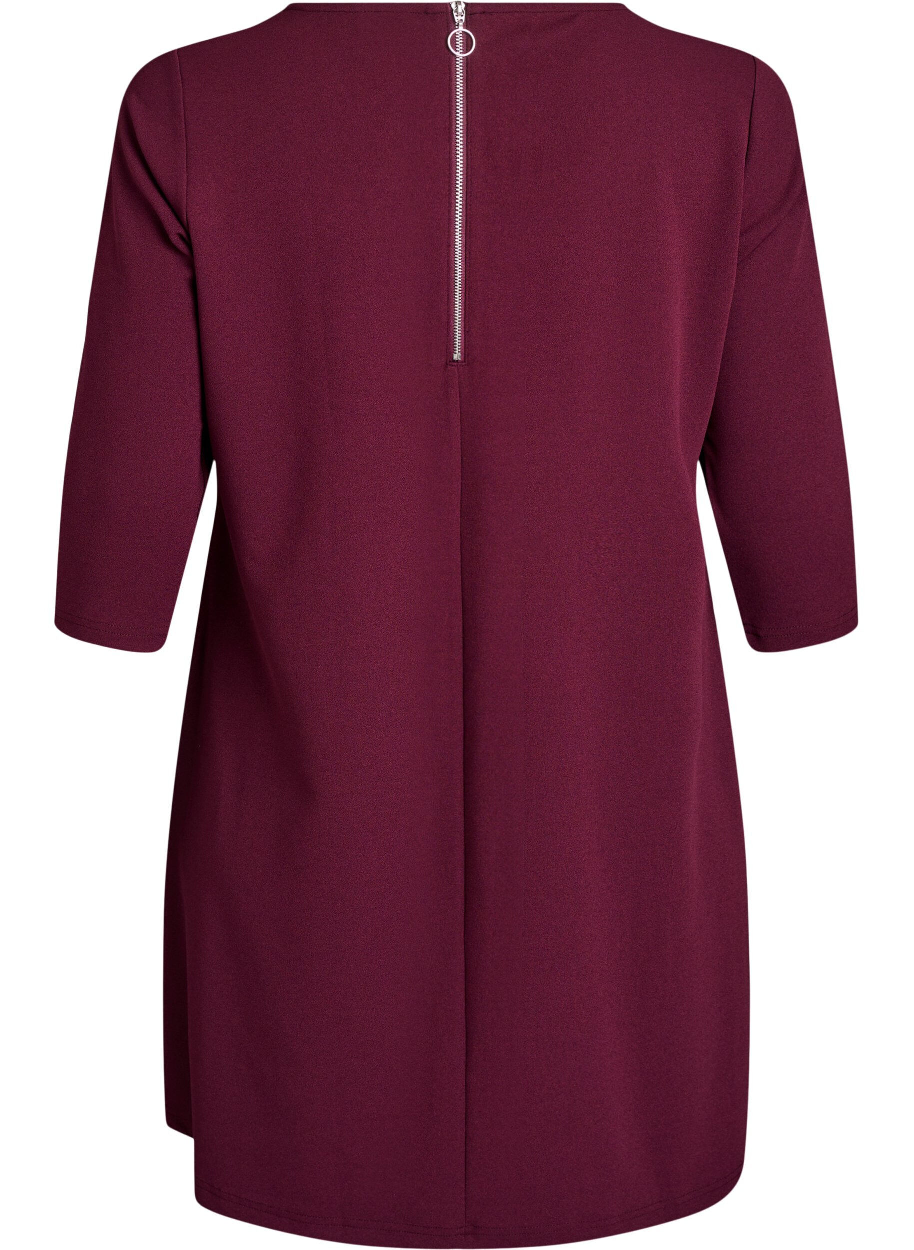 Zizzi FLASH - Kurz geschnittenes A-Linien Kleid aus Webstoff mit 3/4 &Auml;rmeln, Rot, Packshot image number 1