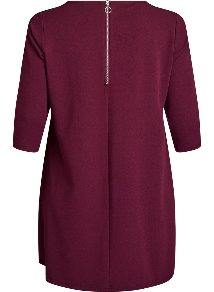 FLASH - Kurz geschnittenes A-Linien Kleid aus Webstoff mit 3/4 Ärmeln, Rot, Packshot image number 1