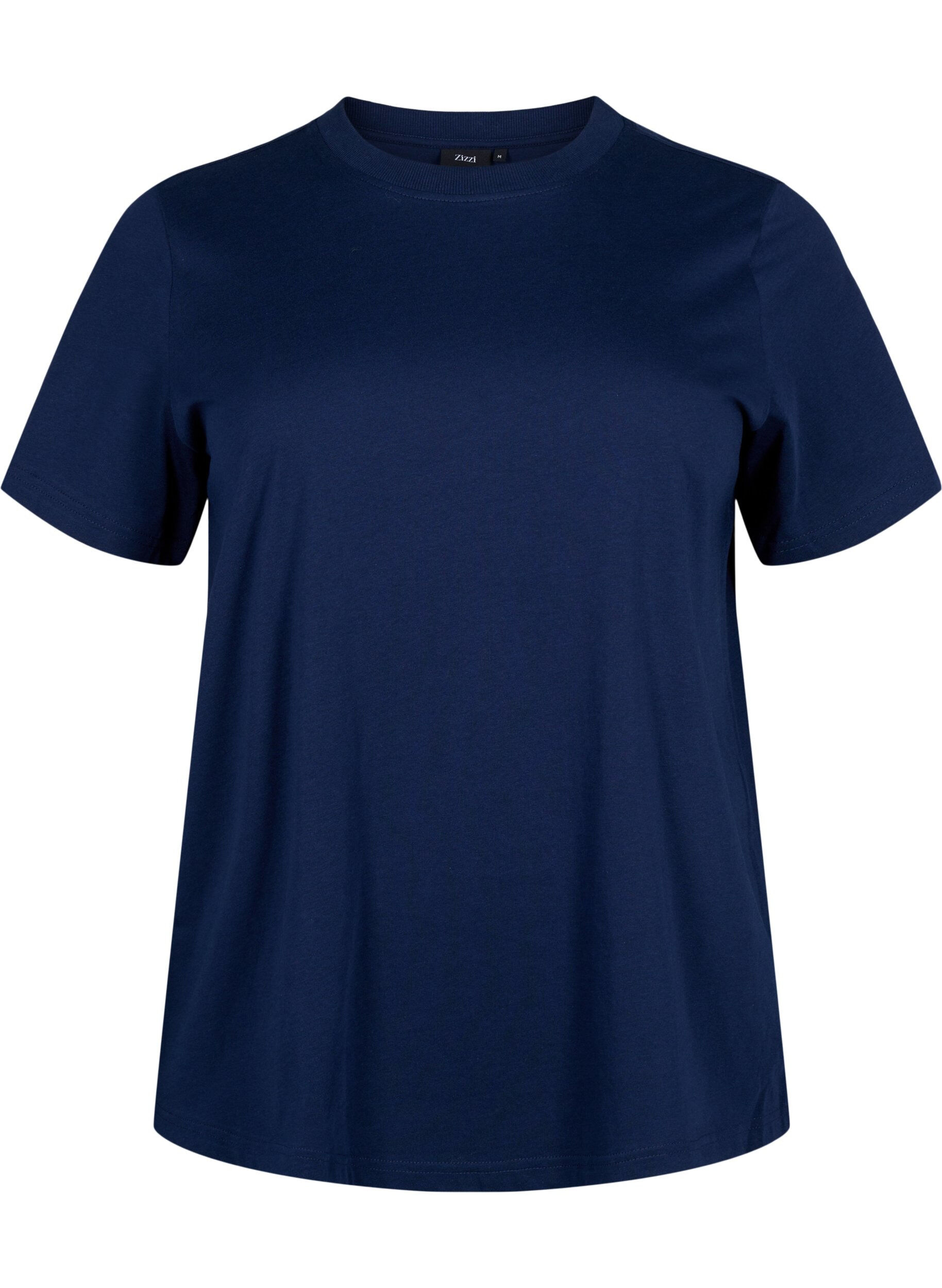 Zizzi Basic-T-Shirt aus Baumwolle mit Rundhalsausschnitt, Blau, Packshot image number 0