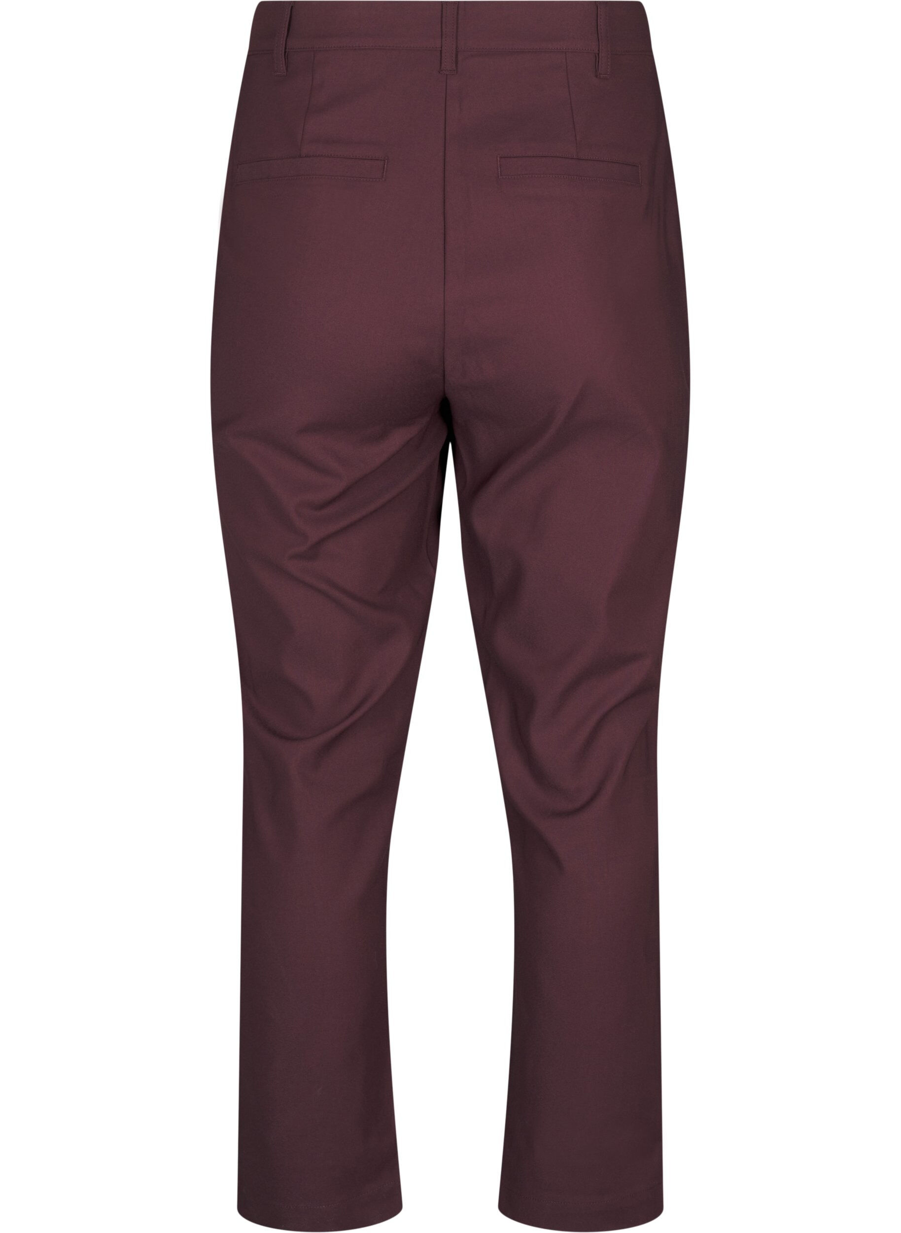 Zizzi Hose mit hohem Bund und geradem Bein, Dunkles Bordeaux, Packshot image number 1