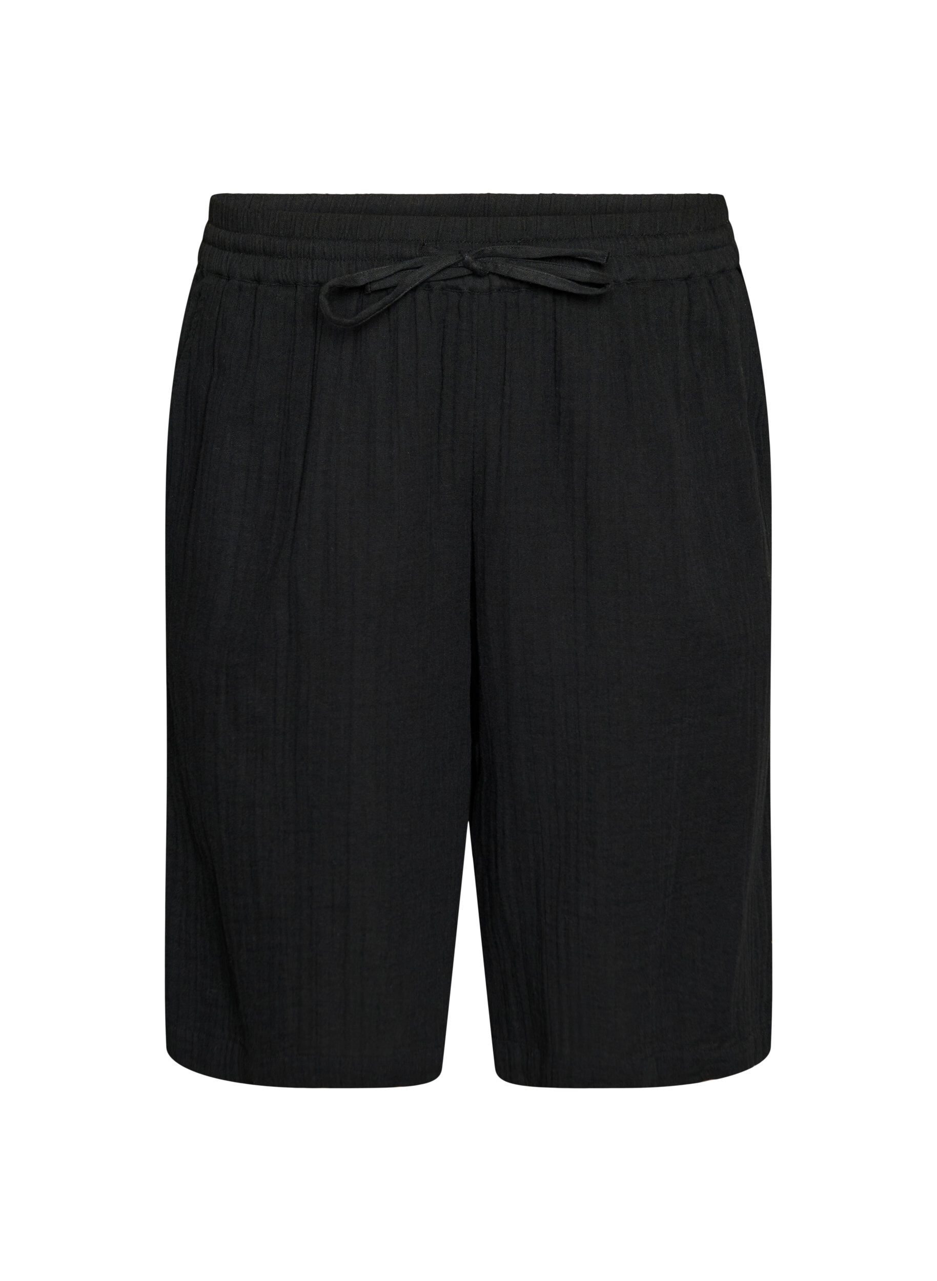 Lockere Shorts aus Baumwollmusselin mit hoher Taille