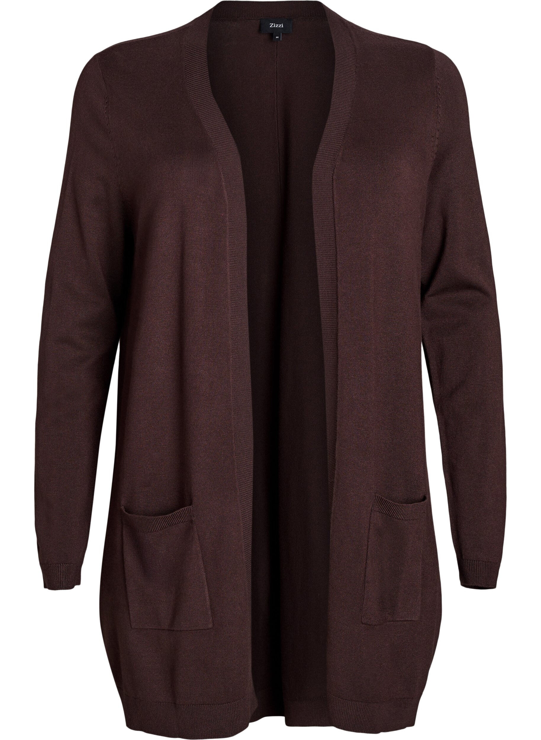 Zizzi Lange Strickjacke aus Viskose-Mischung, Braun, Packshot image number 0