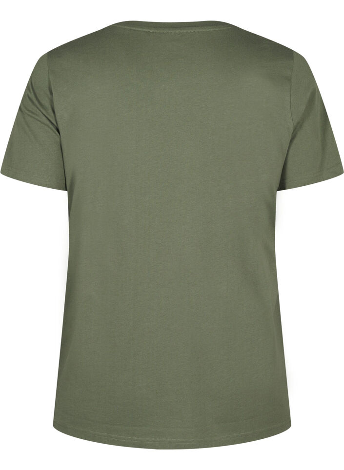 T-Shirt aus Bio-Baumwolle mit Schleifendetail, Thyme, Packshot image number 1