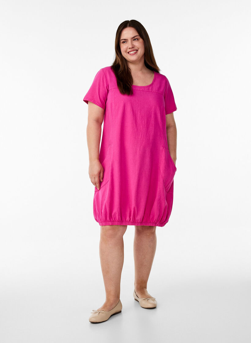 Kurzarm Kleid aus Baumwolle, Rot, Model image number 1