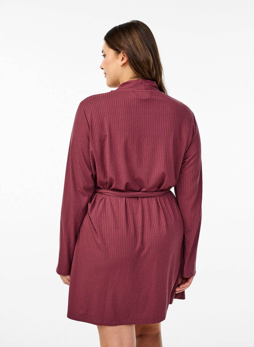 Morgenmantel mit Bindegürtel, Rose Brown, Model image number 1