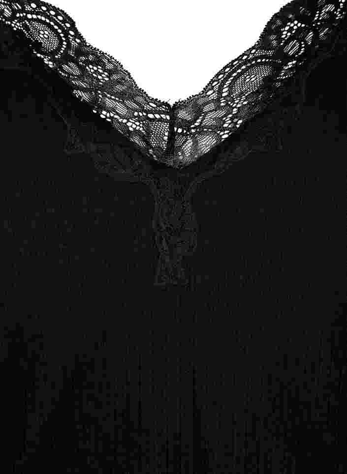 Bluse mit 3/4-Ärmeln und Spitzendetails, Black, Packshot image number 2