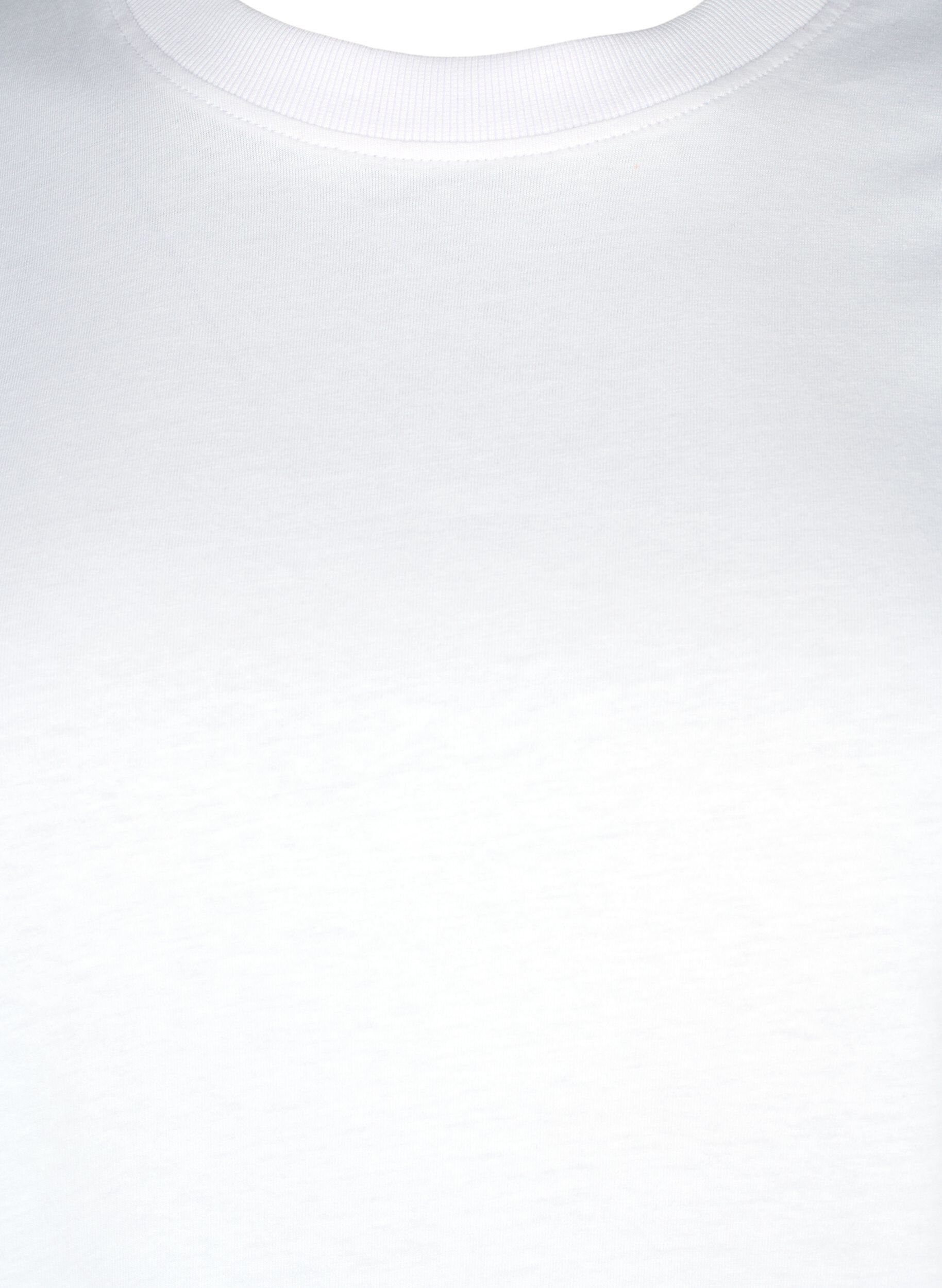 ZizziBasic-T-Shirt aus Baumwolle mit Rundhalsausschnitt, Wei&szlig;, Packshot image number 2