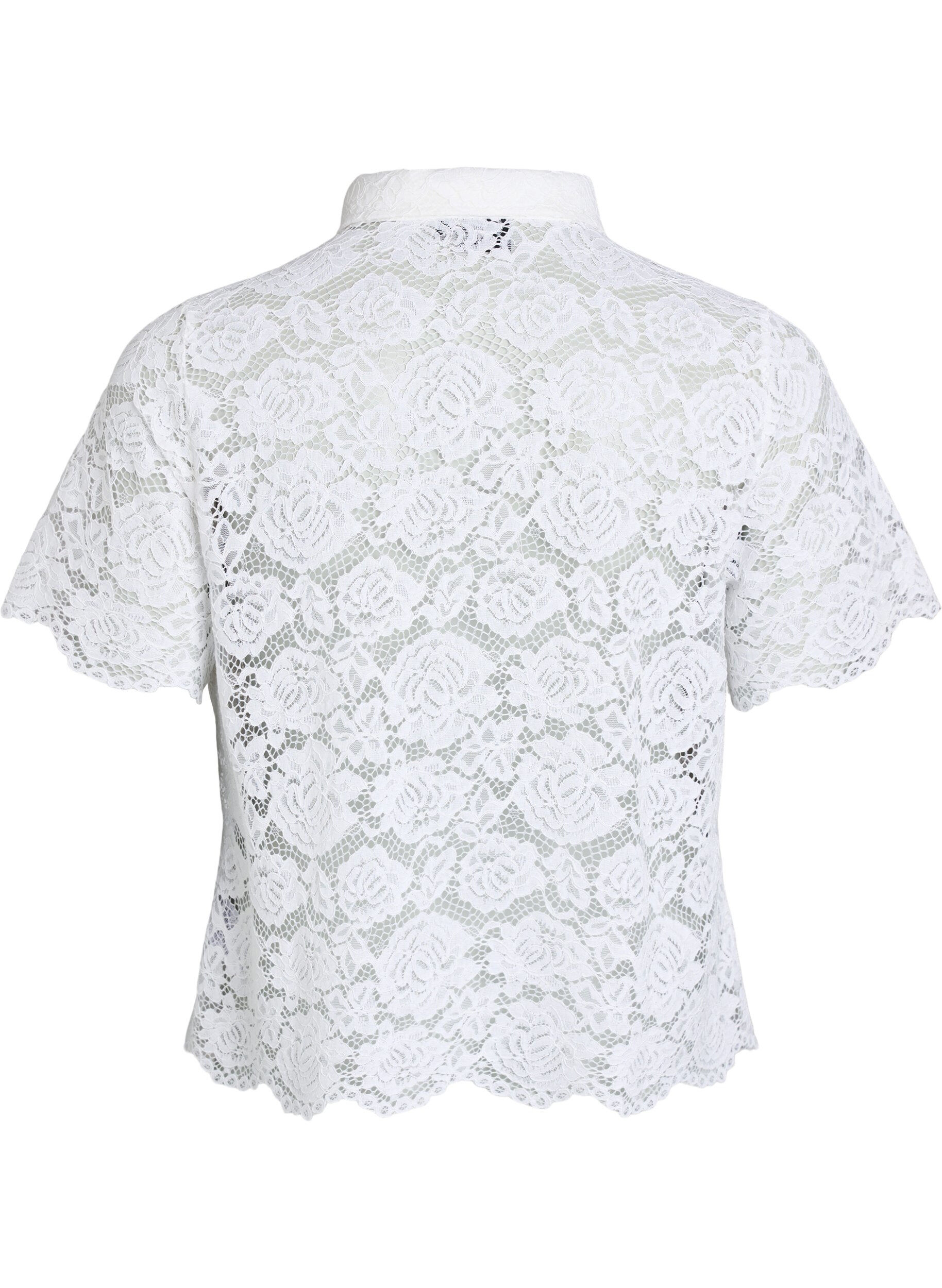 ZizziSpitzen blusenshirt mit perlenkn&ouml;pfen, Wei&szlig;, Packshot image number 1