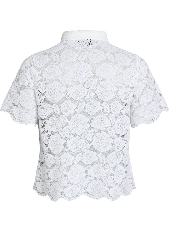 Spitzen blusenshirt mit perlenkn&ouml;pfen, Wei&szlig;, Packshot image number 1