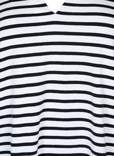 Baumwoll-T-Shirt mit Streifen und V-Ausschnitt, B. White/Bl. Stripes, Packshot image number 2