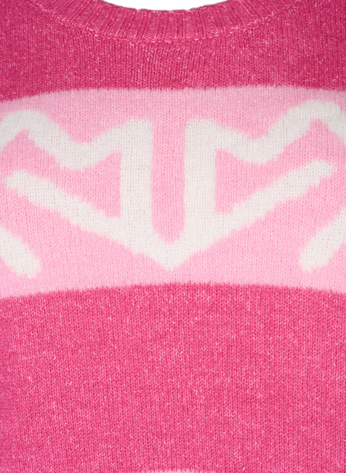 Gestreifter Strickpullover mit grafischem Muster, Raspberry Rose Comb, Packshot image number 2