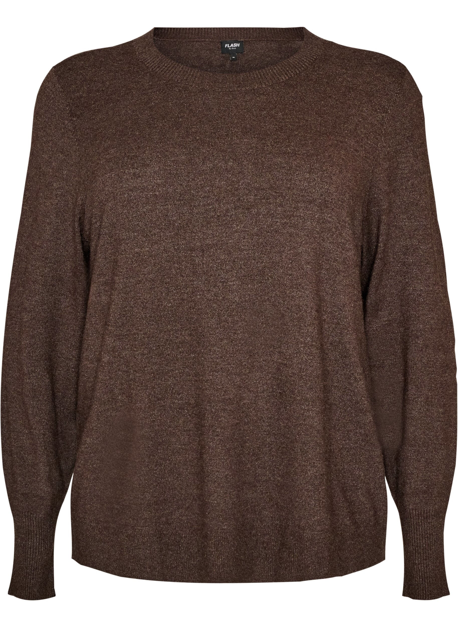 ZizziStrickbluse mit Rundhalsausschnitt, Braun, Packshot image number 0