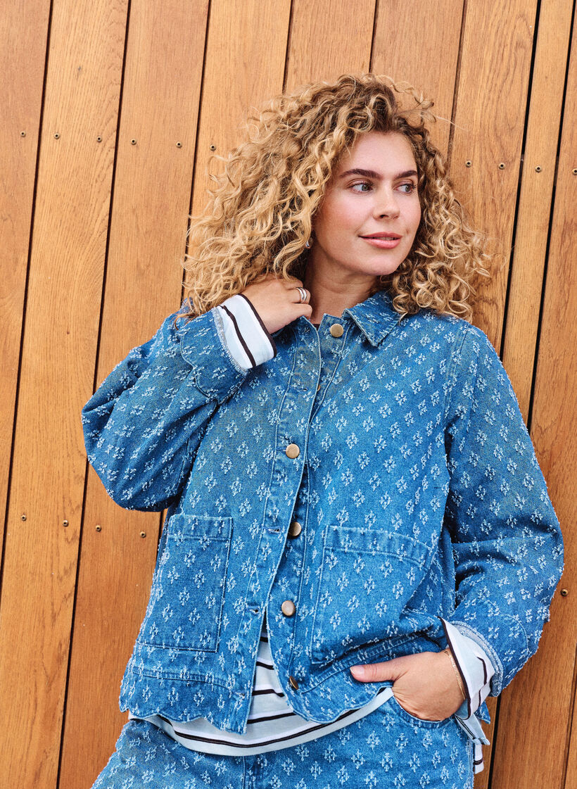Jeansjacke mit Destroyed-Muster, Blau, Image image number 0