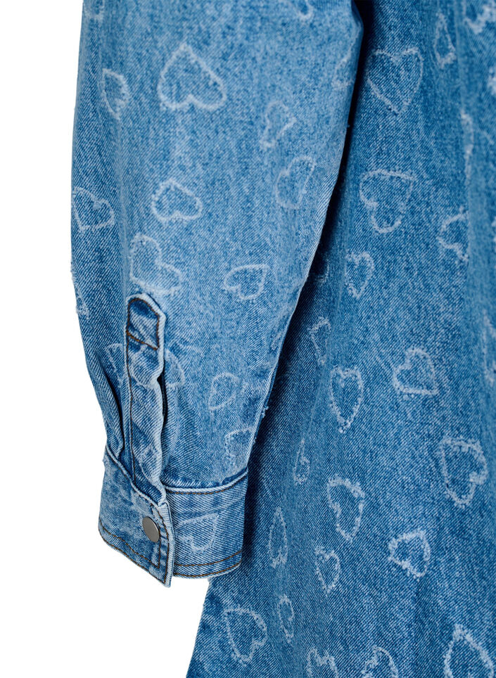 Jeanskleid mit Herzmuster, Blau, Packshot image number 3