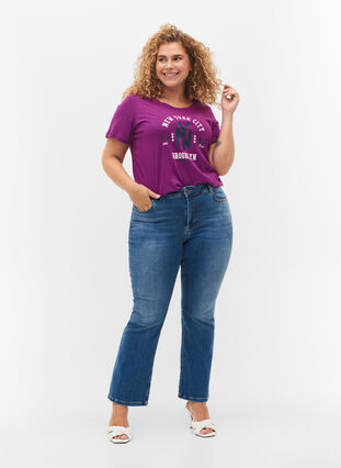 Baumwoll-T-Shirt mit Aufdruck, Grape Juice, Model image number 2
