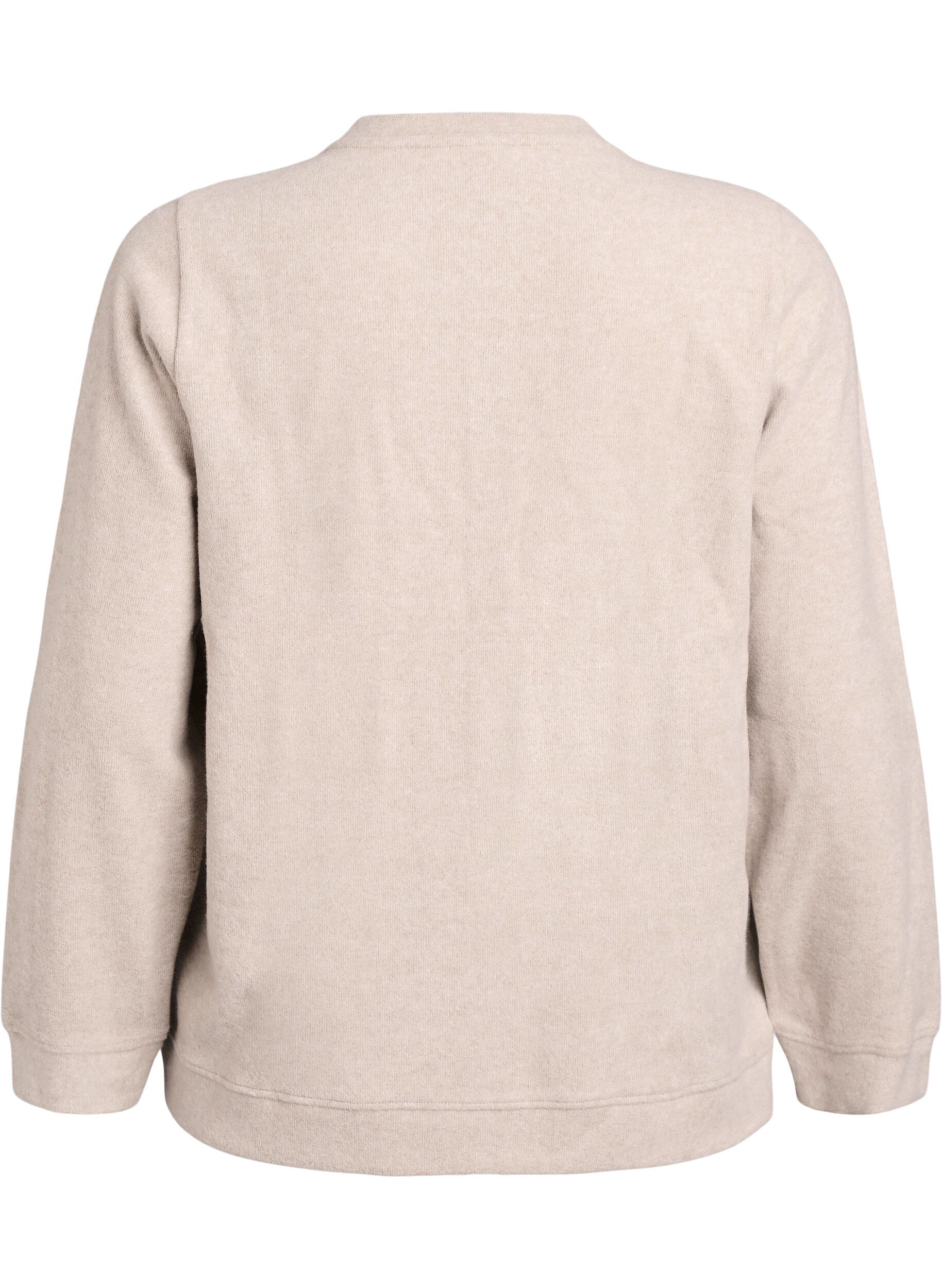 Zizzi Cardigan aus Jersey mit Rundhalsausschnitt und Kn&ouml;pfen, Beige, Packshot image number 1