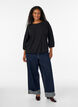 Bluse mit Struktur und 3/4-&Auml;rmeln, Schwarz, Model image number 1