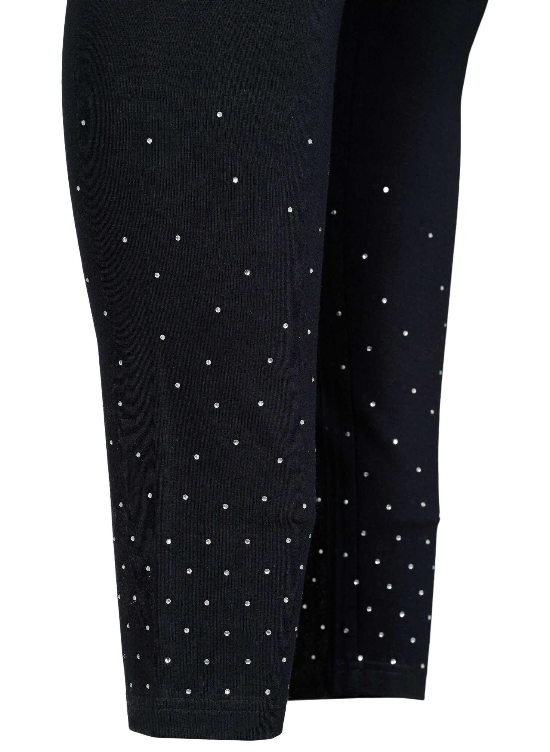 Zizzi Leggings aus Viskose mit Similisteinen, Black, Packshot image number 3