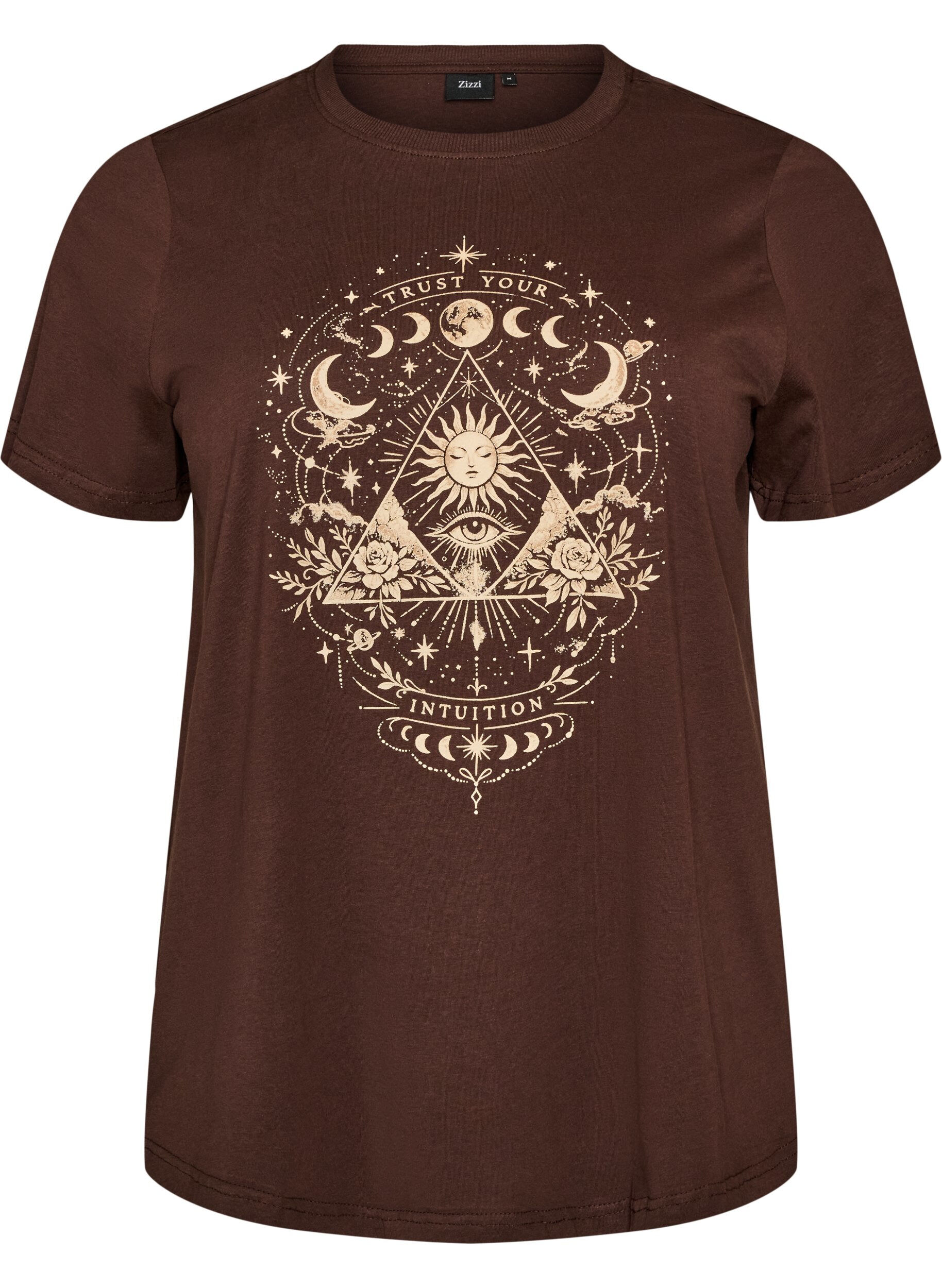 ZizziT-Shirt aus Baumwolle mit Frontprint, Braun, Packshot image number 0