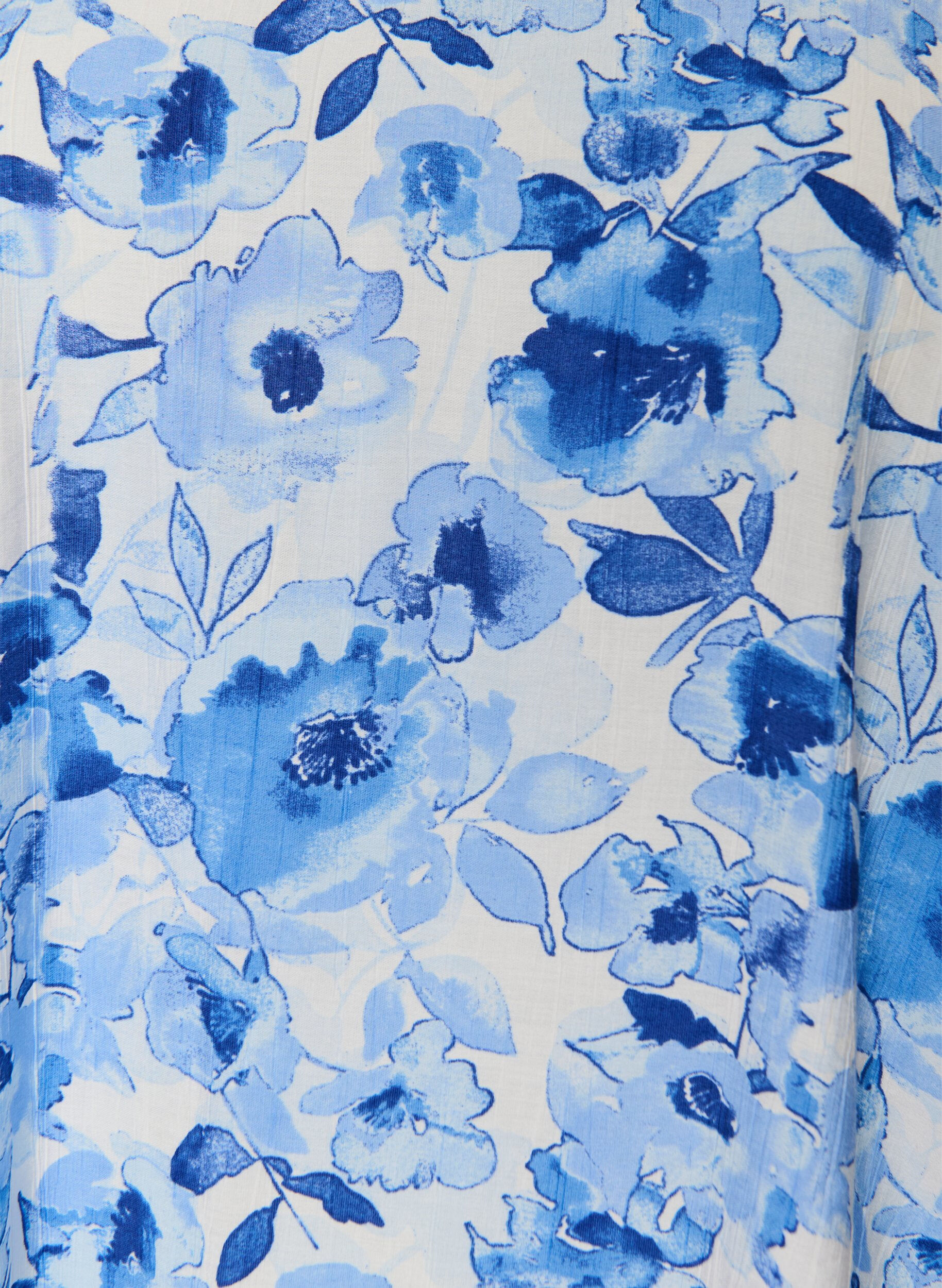 Zizzi Bluse aus Viskose mit gerafften &Auml;rmeln, Blau, Packshot image number 2