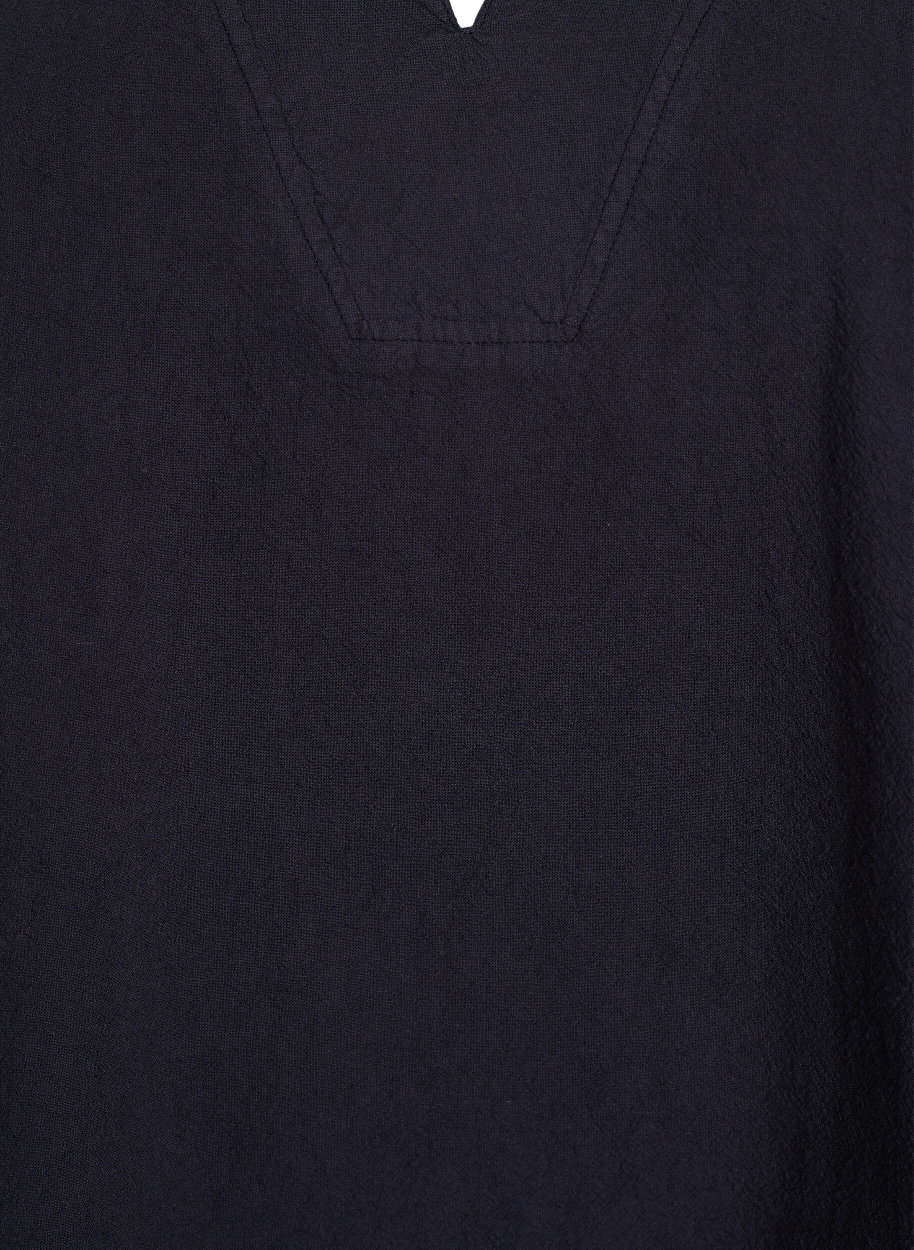 Zizzi Lockere Bluse mit Kragen und 1/2 &Auml;rmeln, Schwarz, Packshot image number 2