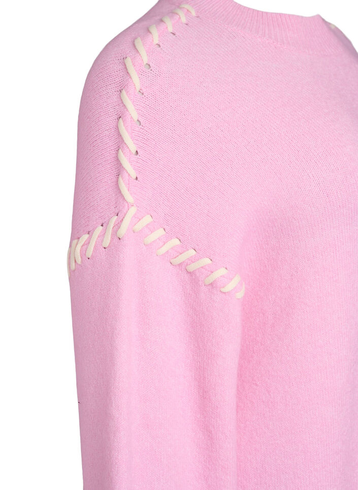 Strickkleid mit Kontrastnähten, Pink, Packshot image number 3