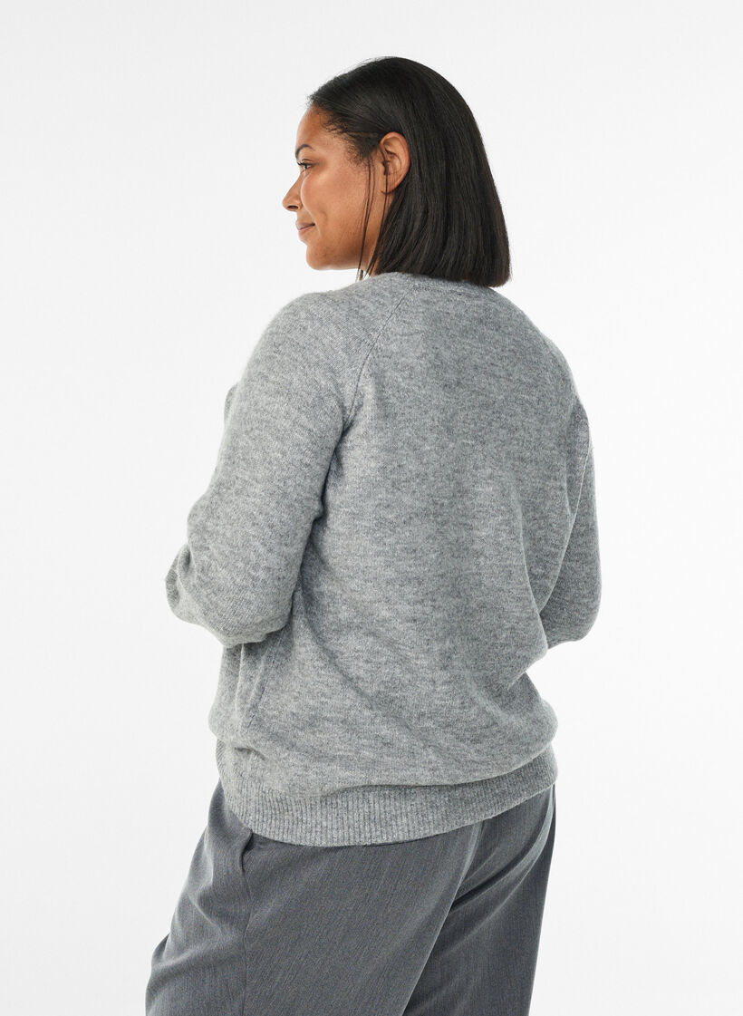 Pullover mit Perlenstickerei, Grau, Model image number 2