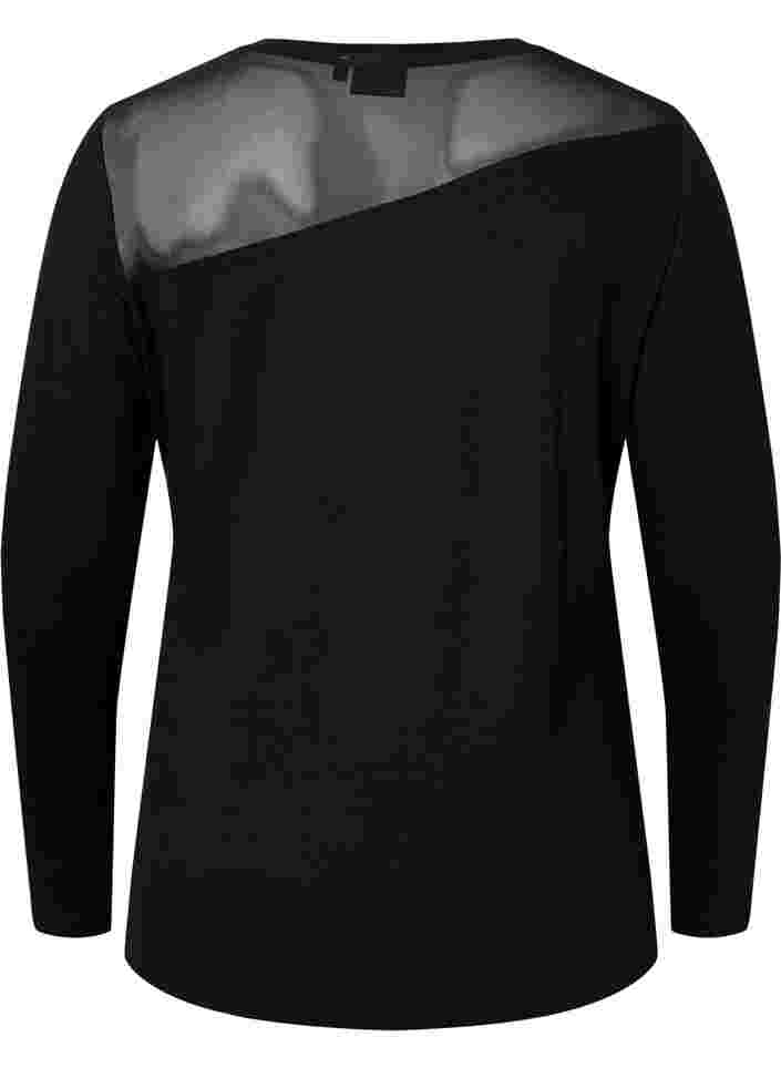 Trainingsshirt mit Mesh und Langarm, Black, Packshot image number 1