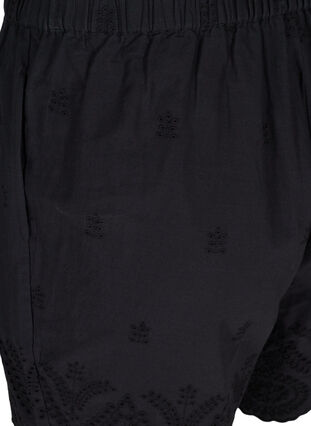 Baumwollshorts mit Taschen und Lochstickerei, Black, Packshot image number 3
