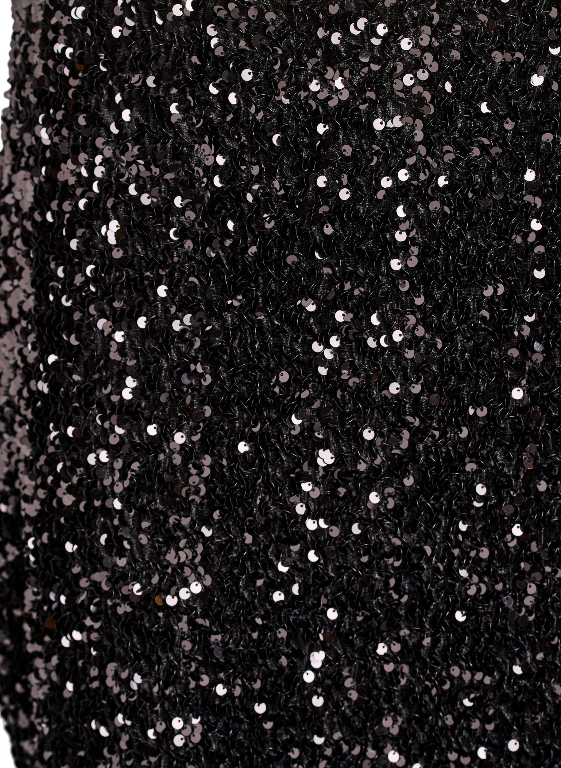 Zizzi Kurzer Paillettenrock mit elastischem Bund, Schwarz, Packshot image number 2