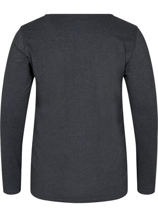 Basic Bluse mit langen Ärmeln, Dark Grey Melange, Packshot image number 1
