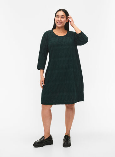 FLASH - Kleid mit Textur und 3/4 Ärmeln, Scarab, Model image number 2